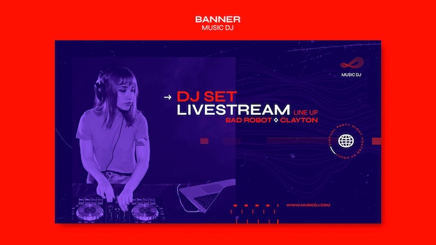 Banner dj set plantilla de anuncio de transmisión en vivo