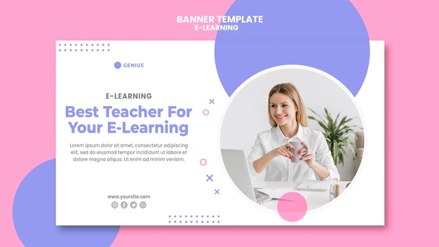 Gratis PSD banner e-learning advertentiesjabloon