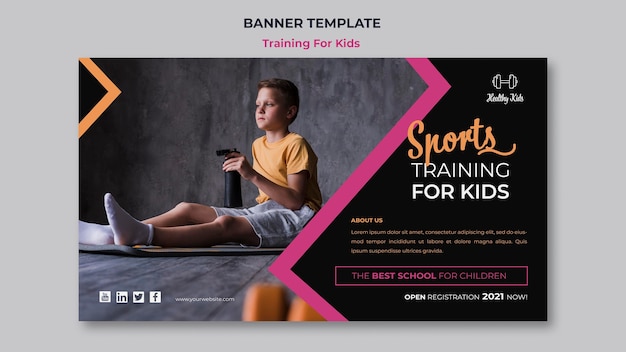 PSD gratuito banner de entrenamiento para niños