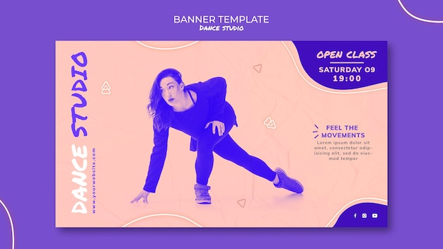 PSD gratuito banner de estudio de danza con foto