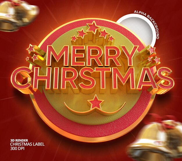 Banner de feliz Navidad y feliz año nuevo con plantilla de etiqueta de renderizado 3d