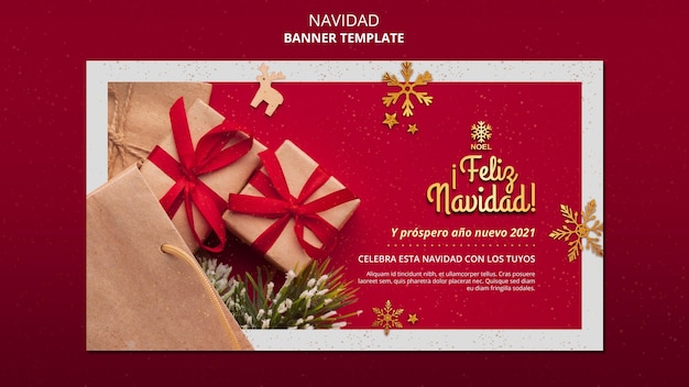 Banner de feliz navidad con foto