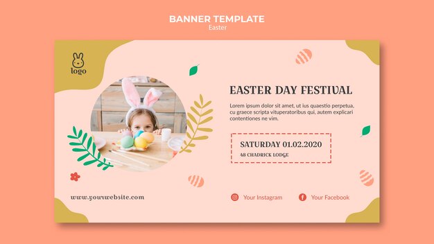 Banner del festival del día de Pascua con foto