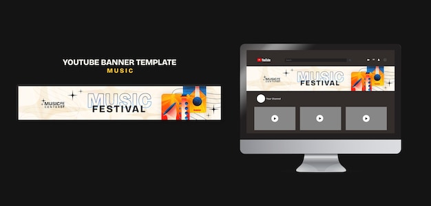 PSD gratuito banner de un festival de música en youtube