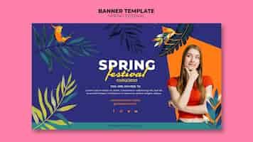 PSD gratuito banner del festival de primavera con foto