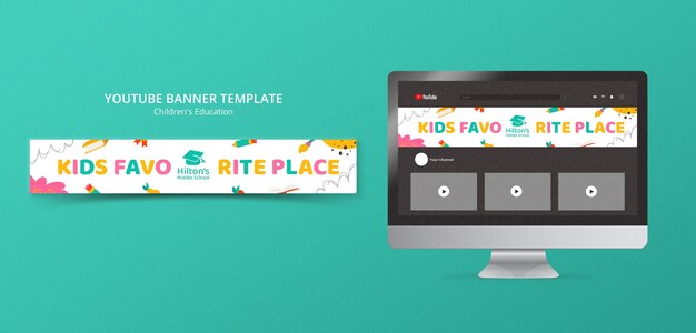Banner flat design per l'istruzione dei bambini su youtube