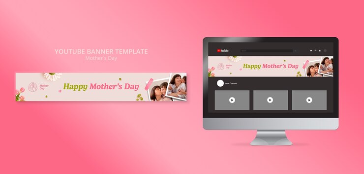 PSD gratuito banner floral de youtube de celebración del día de la madre
