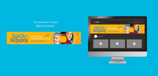 Banner geométrico de regreso a la escuela de youtube