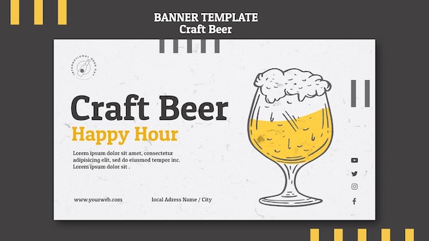 Banner de happy hour de cerveza artesanal