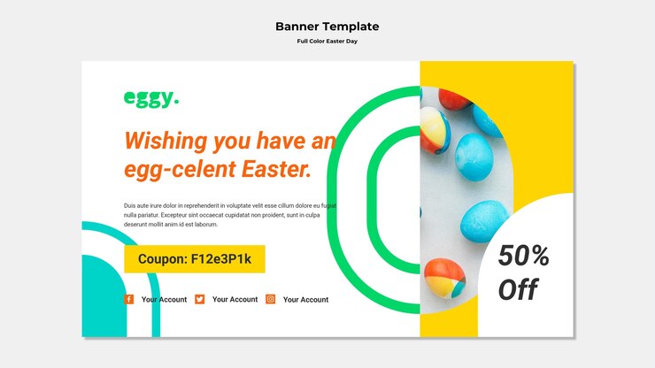 PSD Gratis banner hari paskah dengan detail warna-warni