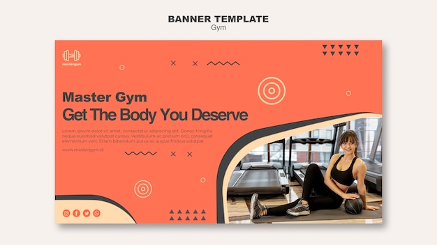 PSD gratuito banner horizontal para actividad de gimnasio