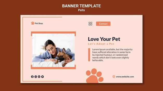 Banner horizontal para adopción de mascotas.
