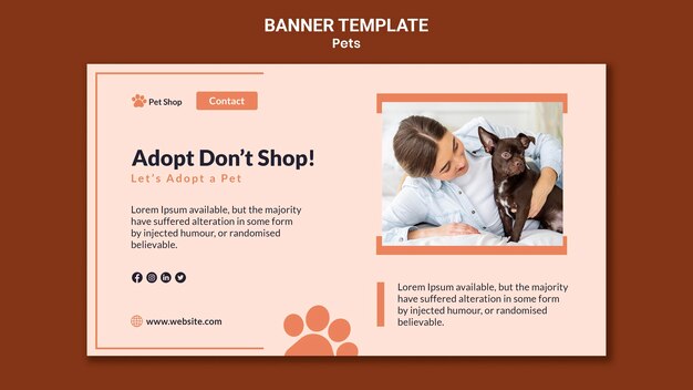 Banner horizontal para adopción de mascotas.