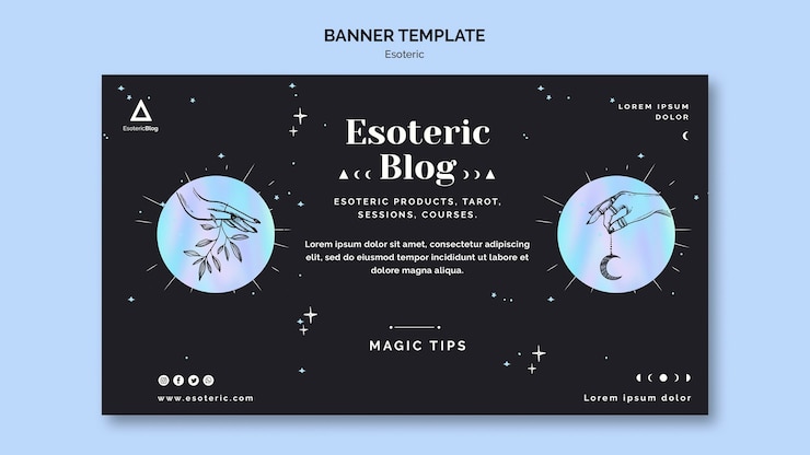 PSD gratuito banner horizontal para blog esotérico.