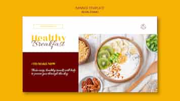 PSD gratuito banner horizontal para blog de recetas de comida sana