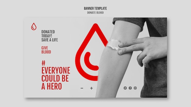 Banner horizontal de campaña de donación de sangre