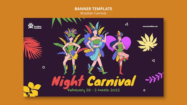 PSD gratuito banner horizontal de carnaval brasileño