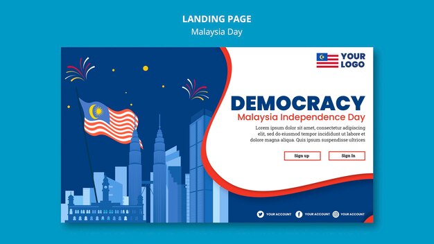 Banner horizontal para la celebración del aniversario del día de malasia