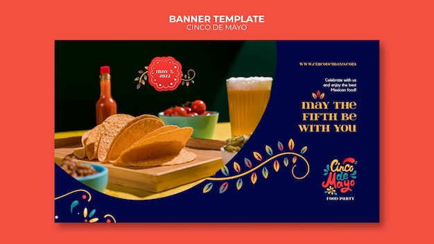 PSD gratuito banner horizontal de celebración del cinco de mayo