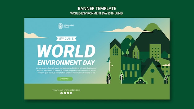 Banner horizontal de celebración del día mundial del medio ambiente