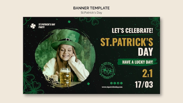 Banner horizontal de celebración del día de san patricio