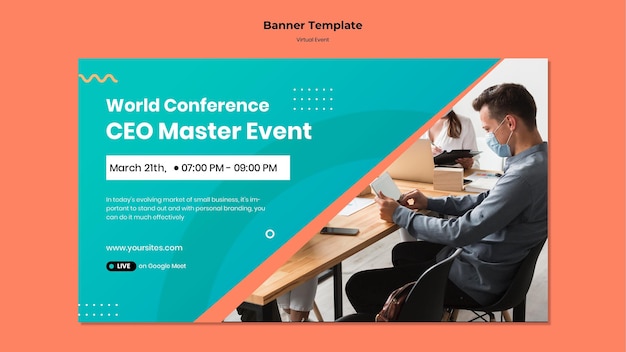 PSD gratuito banner horizontal para ceo master event conference