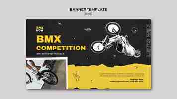 PSD gratuito banner horizontal para ciclismo bmx con hombre y bicicleta.