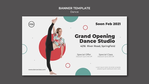 PSD gratuito banner horizontal de clase de baile