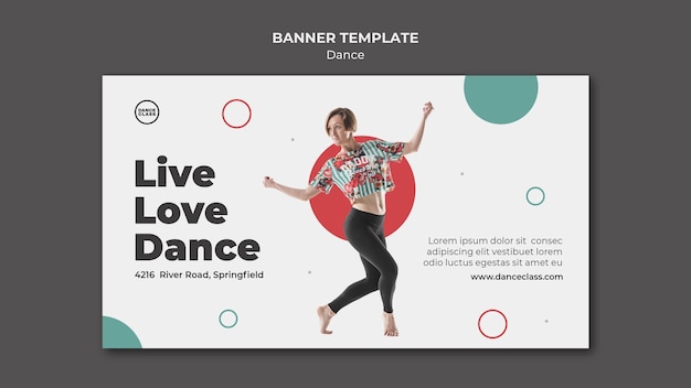 PSD gratuito banner horizontal de clase de baile