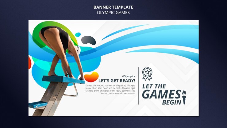 PSD gratuito banner horizontal de competición deportiva con foto