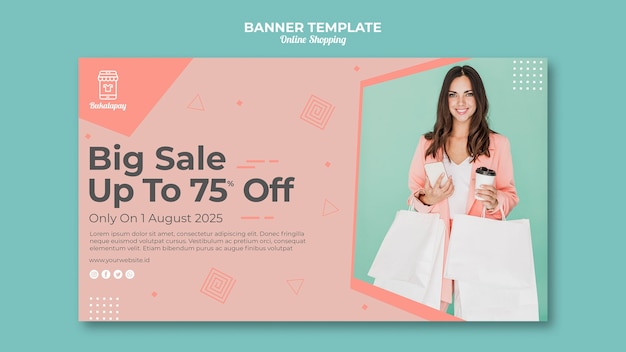 Banner horizontal para compras en línea con venta