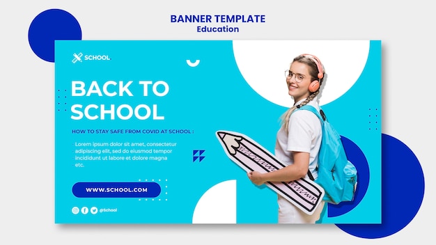 PSD gratuito banner horizontal del concepto de educación