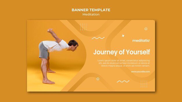 PSD gratuito banner horizontal de concepto de meditación