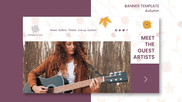 PSD gratuito banner horizontal para concierto de otoño