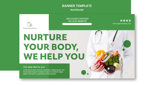 Banner horizontal con consejos nutricionales y foto