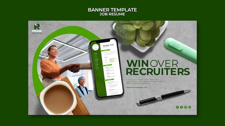 PSD gratuito banner horizontal de currículum vitae