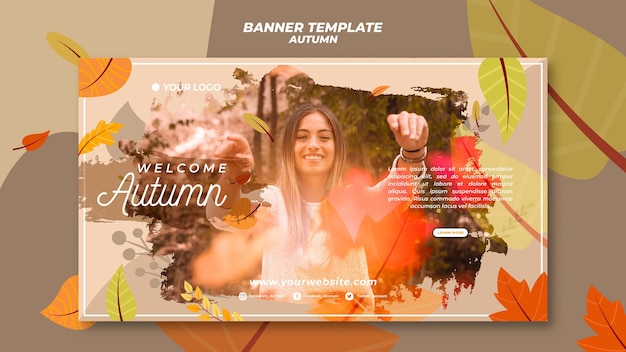 PSD gratuito banner horizontal para dar la bienvenida a la temporada otoñal