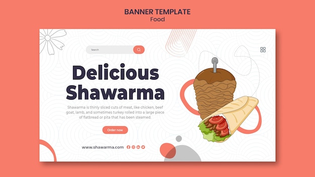 Banner horizontal delicioso shawarma