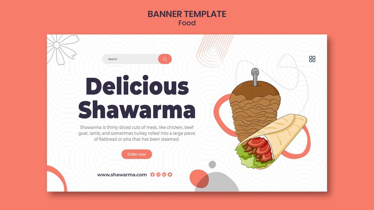 PSD gratuito banner horizontal delicioso shawarma