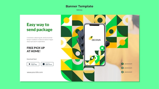 PSD gratuito banner horizontal para empresa de entrega.