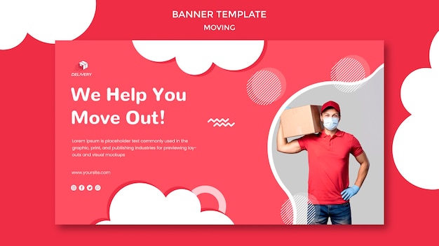 PSD gratuito banner horizontal para empresa de mudanzas
