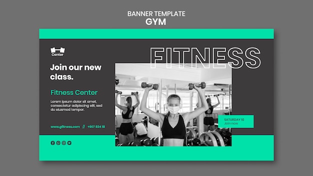 PSD gratuito banner horizontal de entrenamiento de gimnasio