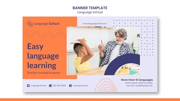 Banner horizontal para escuela de idiomas.