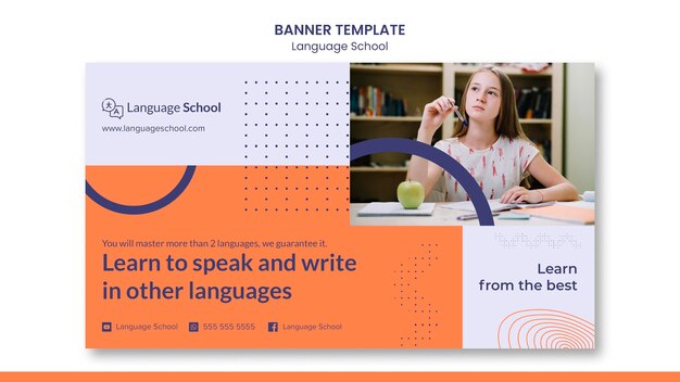 Banner horizontal para escuela de idiomas.