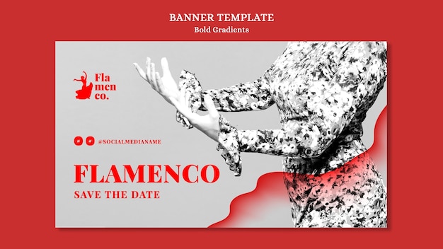 Banner horizontal para espectáculo de flamenco con bailarina