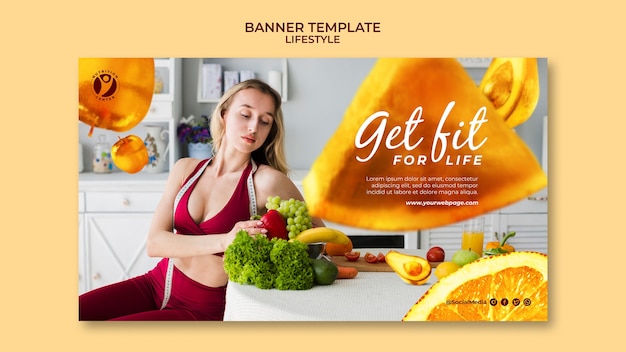 PSD gratuito banner horizontal de estilo de vida saludable