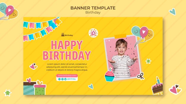 Banner horizontal feliz cumpleaños