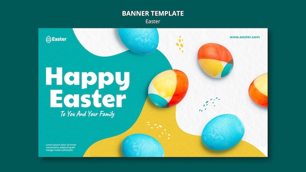 Banner horizontal de feliz día de pascua