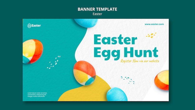 PSD gratuito banner horizontal de feliz día de pascua