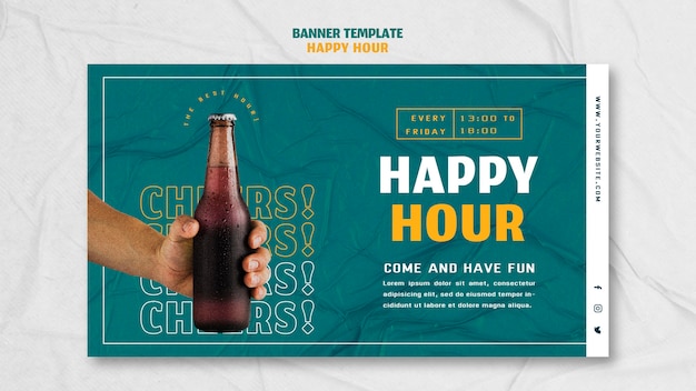 PSD gratuito banner horizontal para happy hour